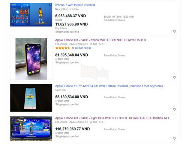 Xuất hiện hàng loạt điện thoại iPhone có sẵn Fortnite với giá hơn trăm triệu đồng trên eBay 2