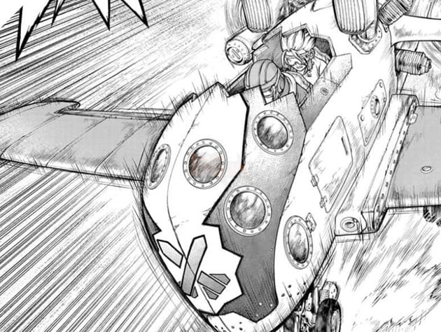Spoiler Dr.Stone chap 164: Ryusui lái máy bay, Senku cầm súng máy bắn Stanley 2