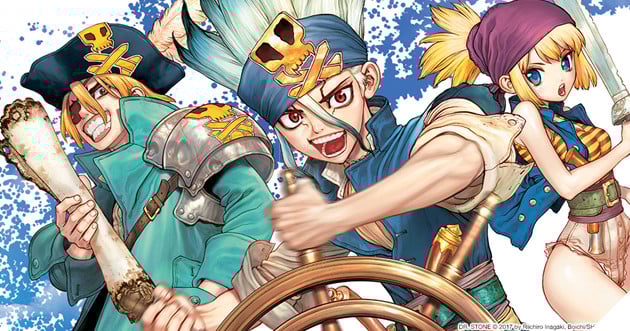 Spoiler Dr.Stone chap 164: Ryusui lái máy bay, Senku cầm súng máy bắn Stanley