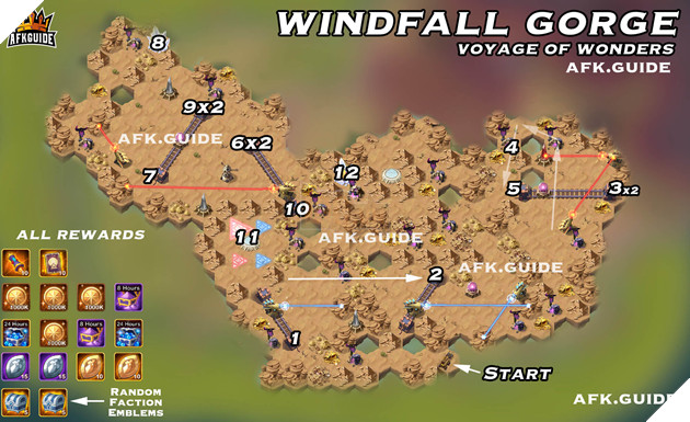 windfall gorge map voyage of wonders afk arena