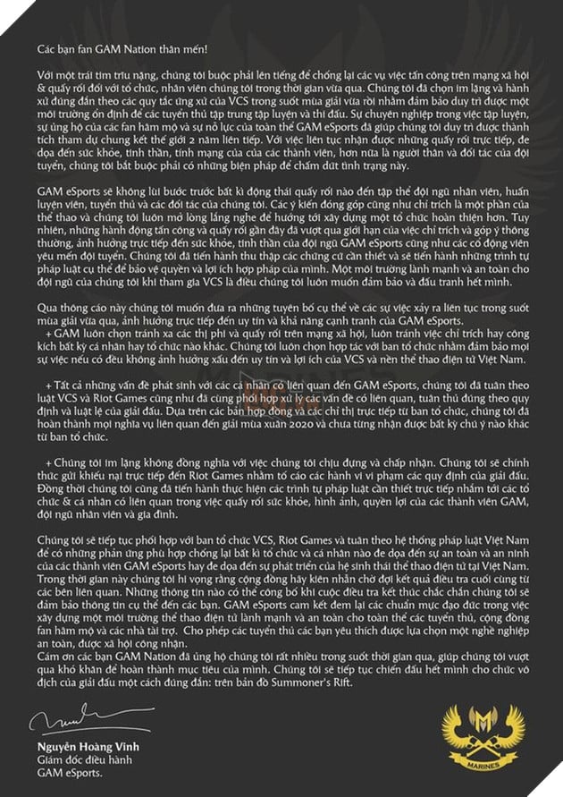 GAM Esports chính thức tuyên chiến với anh hùng bàn phím: Sẽ khiếu nại về hành vi bạo lực mạng với nhân sự đội tuyển - Ảnh 1.