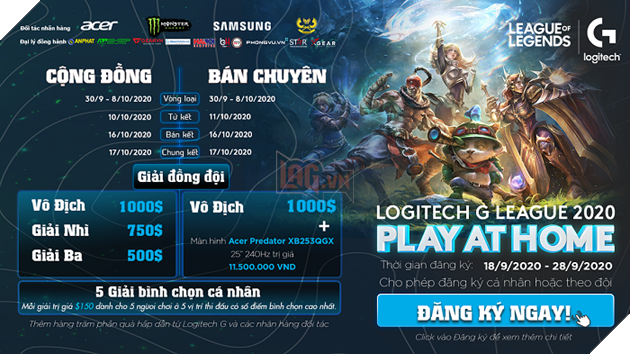 LOGITECH G công bố giải đấu thể thao điện tử Liên Minh Huyền Thoại LOGITECH G LEAGUE 2020 - PLAY AT HOME 2