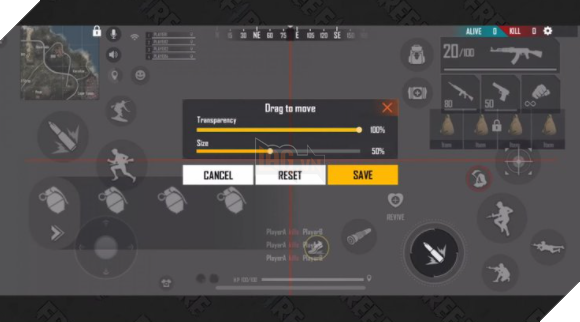 Cài đặt HUD tùy chỉnh tốt nhất trong Free Fire cho kiểu vuốt 3 và 4 ngón tay 3