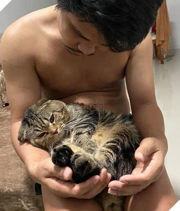  
Ánh mắt Jarvis trông dịu dàng hẳn khi nằm trong lòng chồng chị Nasrin. (Ảnh: Nasrin Hami)