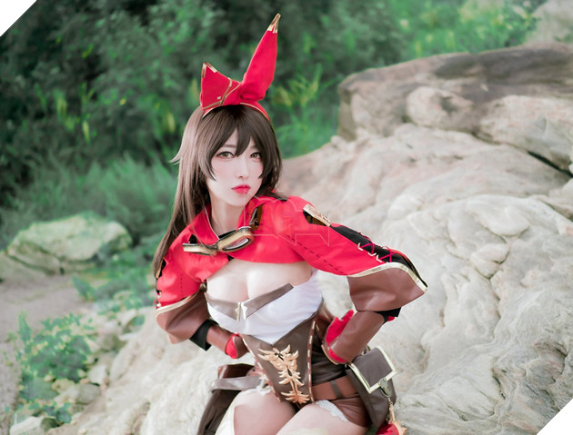 Đứng hình 5 giây với bộ ảnh cosplay Genshin Impact Amber của hot girl Hàn Quốc 5