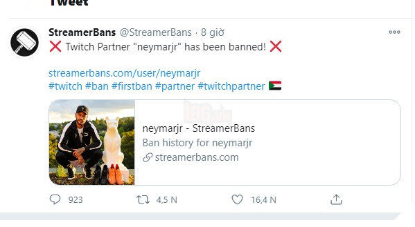 Siêu tiền đạo Neymar bất ngờ bị Twitch cấm cửa mà chưa làm rõ lý do 2