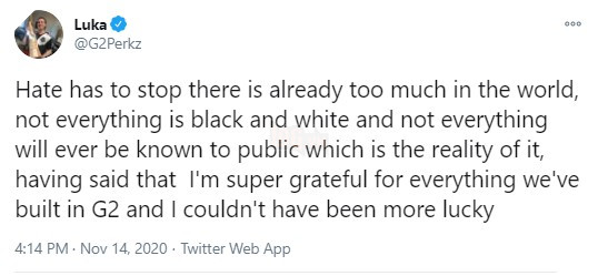 LMHT: Perkz đăng tải tâm thư, hé lộ sẽ rời khỏi G2 Esports cho mùa giải 2021 sắp tới 2