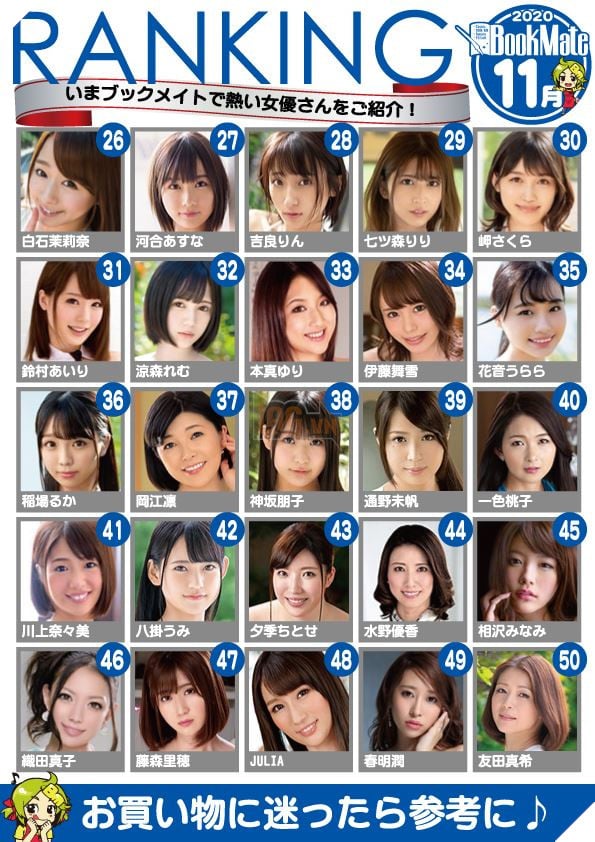 Bảng xếp hạng các nữ diễn viên 18+ nhất tháng 11 xuất hiện với top đầu thuộc về Yua Mikami 2