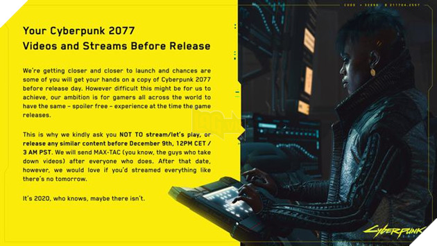 CD Projekt Red kêu gọi game thủ không stream sớm game Cyberpunk 2077 2