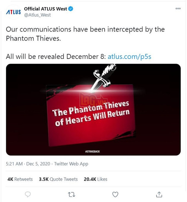 Atlus chính thức hé lộ ngày ra mắt Persona 5 Strikers phiên bản quốc tế