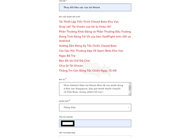 Liên MInh Tốc Chiến - Hướng dẫn chuyển vùng tài khoản từ quốc tế về Việt Nam 3