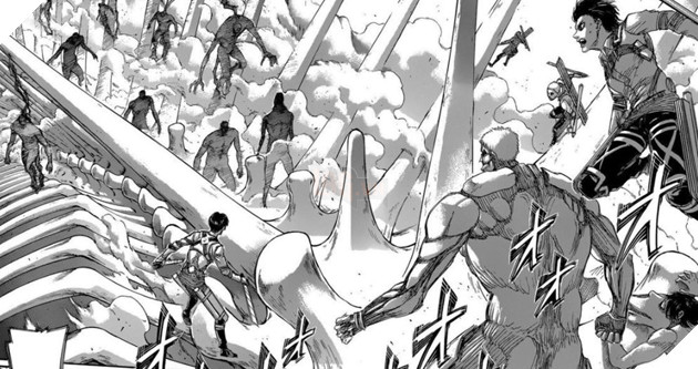 Dự đoán spoiler Attack On Titan chap 136: Armin phản công, Mikasa hạ gục Titan Tiến Công 2