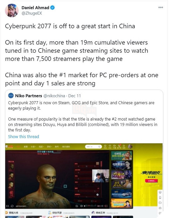 Cyberpunk 2077 có doanh thu khủng tại Trung Quốc bất chấp một chi tiết thú vị