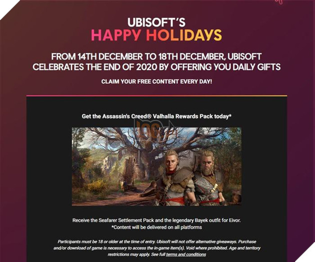Ubisoft triển khai chương trình tặng quà mỗi ngày, mở màn với DLC AC Valhalla