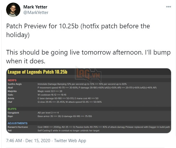 LMHT: Chi tiết bản cập nhật 10.25b - Tiếp tục Nerf nặng Akali, Khiên Thái Dương và điều chỉnh khác 2