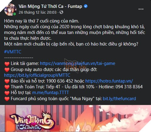 Mở cửa chưa được 6 tháng, Vân Mộng Tứ Thời Ca Funtap đã vội vàng đóng cửa server 3