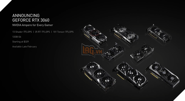 Chính thức ra mắt Card đồ họa NVIDIA GeForce RTX 3060 12 GB GDDR6, GPU Ampere GA106 vào tháng 2 5