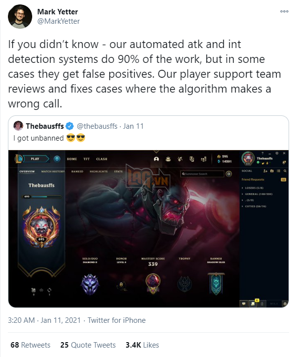 LMHT: Streamer chuyên chơi Sion Sát Thủ được Riot Games ân xá sau một pha khóa tài khoản đi vào lòng đất  4