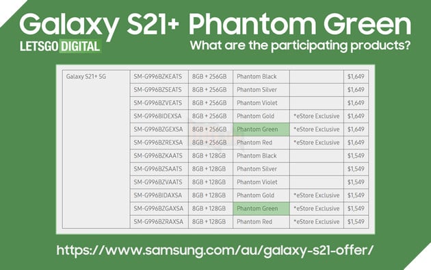 Galaxy S21 Phantom Green có thể là màu độc quyền tiếp theo của Samsung 2