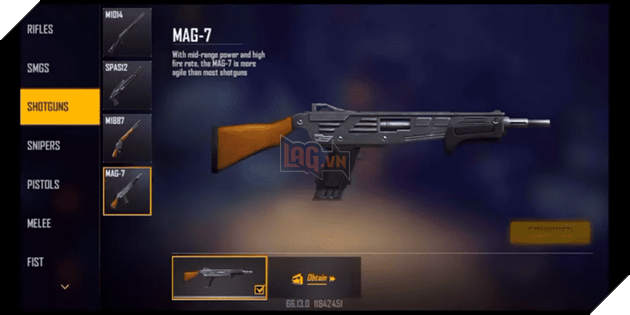  Advanced Server Free Fire OB26 rò rỉ vũ khí Shotgun mới, Mag-7 2