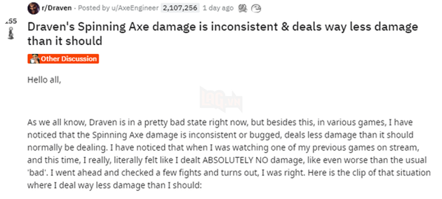 LMHT: Draven bất ngờ bị nerf ngầm mà không hề có bất kì thông báo nào từ Riot Games 2