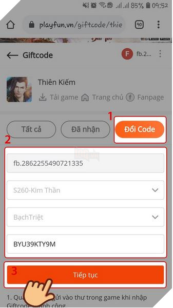Hướng dẫn cách nhập và tổng hợp Gift Code Thiên Kiếm Mobile mới nhất năm 2021 2