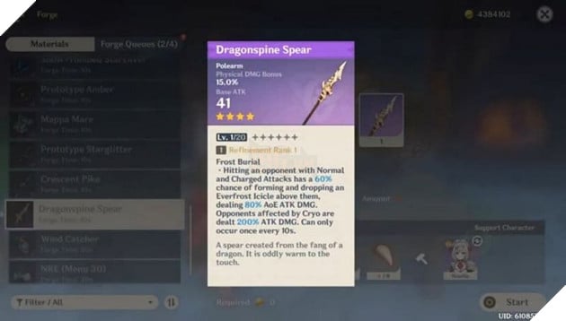 Genshin Impact: Cách lấy Dragontooth Vitalized và công thức chế tạo Thương rồng 3