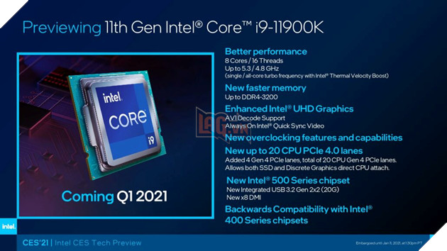 Intel xác nhận đầy đủ thông số kỹ thuật của CPU PC dòng Rocket Lake thế hệ 11 3