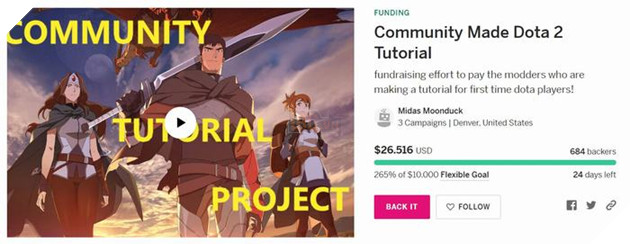 Cộng đồng hâm mộ Dota 2 góp vốn để phát triển việc hướng dẫn chơi game 3