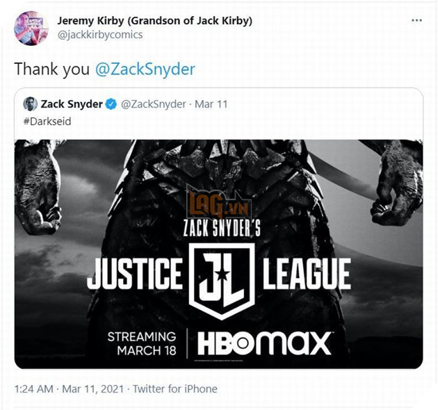 Cháu ngoại của người tạo ra Darkseid chia sẻ về tạo hình trong Justice League 2