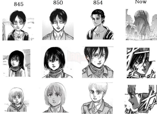 attack on titan now and then