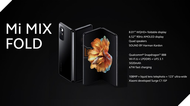 Xiaomi Mi Mix Fold là smartphone đầu tiên trên thế giới có công nghệ camera dạng lỏng