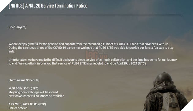 Tưởng đùa Cá tháng Tư nhưng thật, PUBG Lite thông báo đóng cửa vào cuối tháng 4 này 2