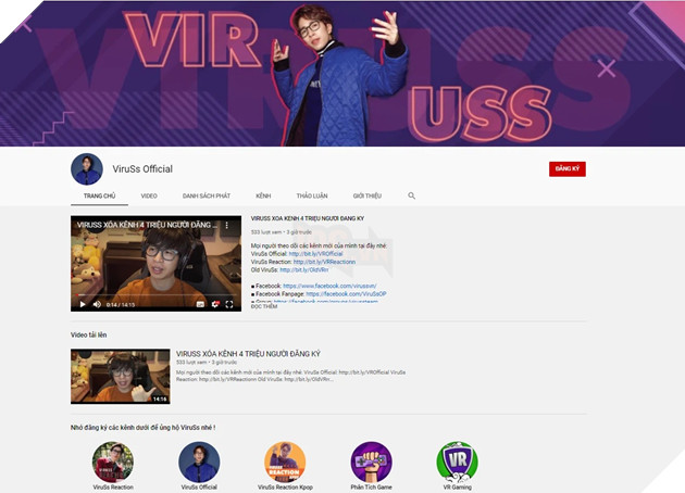ViruSs bất ngờ xóa kênh Youtube 4 triệu người theo dõi của mình, khẳng định đây không phải trò đùa Cá Tháng Tư 3