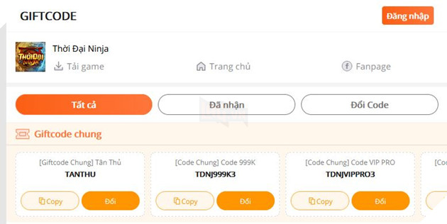Tổng hợp Giftcode giới hạn của Thời Đại Ninja mới nhất năm 2021 2