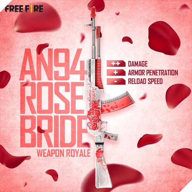 Free Fire Vũ khí mới Royale: AN94 Rose Bride Skin 2