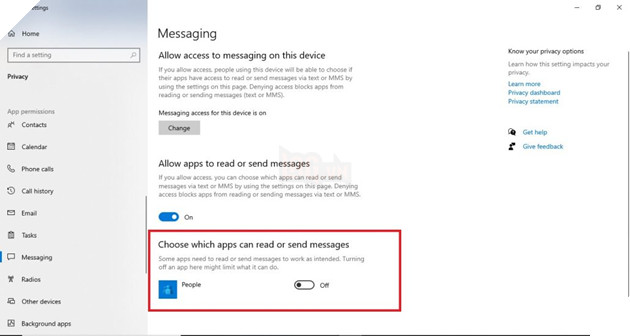 Hướng dẫn: Cách ngăn ứng dụng Windows 10 truy cập tin nhắn của bạn 5