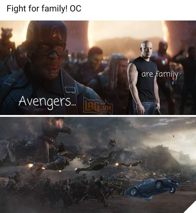 Fight for family! OC family are Avengers. Avengers: Endgame Captain America Thanos Photograph Light Wheel Lighting Sleeve Font T-shirt Tire Morning Adaptation Happy Crowd