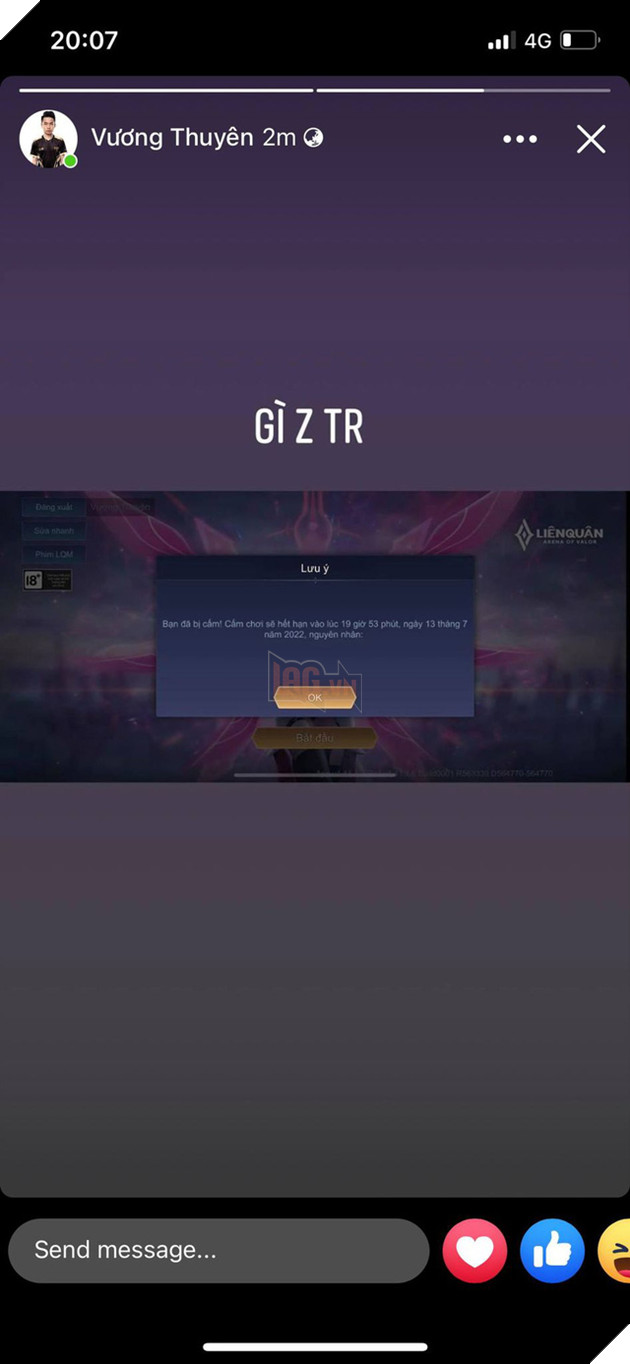 Thần đồng Liên Quân Mobile bất ngờ bị khóa tài khoản với nguyên do được cho là buff bẩn  2