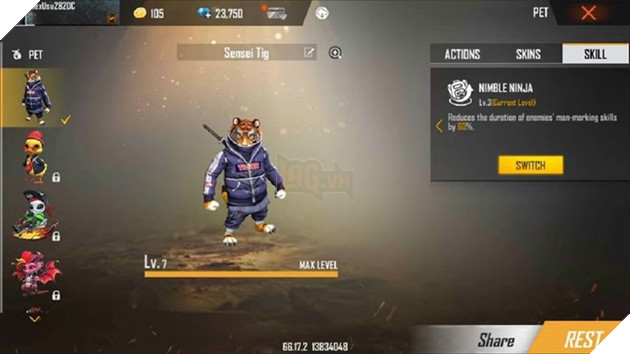Free Fire OB29 Udpate: Pet 'Sensei Tiger' mới có thể chống lại kỹ năng của Elite Moco 2