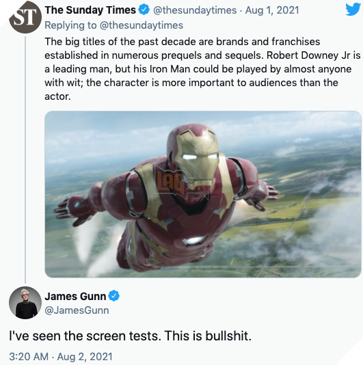 James Gunn chỉ trích The Sunday Times vì quan điểm về Iron Man