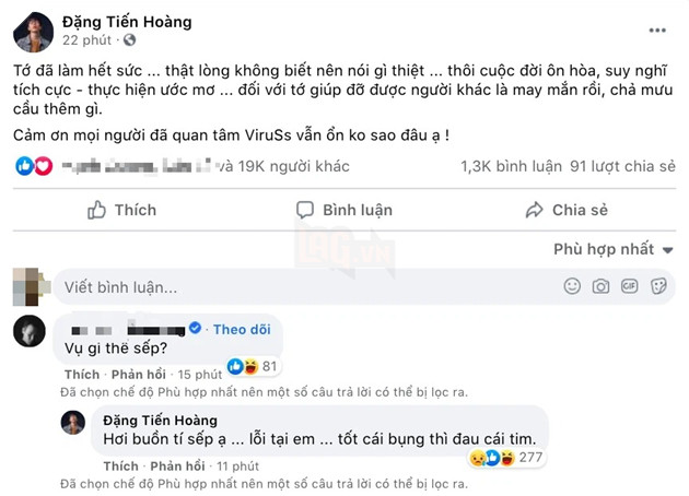 ViruSs bất ngờ đăng tải dòng trạng thái ẩn ý sau chuỗi drama của nam ca sĩ Jack