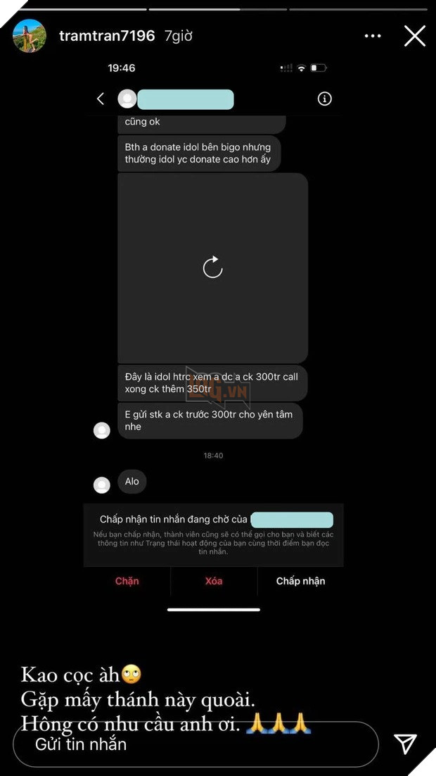MC Thuý Quỳnh và cô nàng Trâm Trần cùng bị một người gạ chat xxx với số tiền lên đến trăm triệu đồng 4
