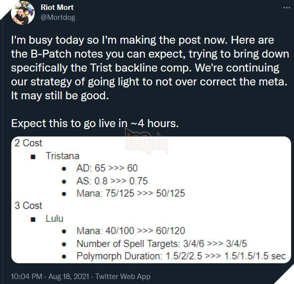 DTCL: Bản update nhỏ 11.16b Nerf thẳng tay Tristana và Lulu - Dẹp loạn meta Ác Quỷ 2