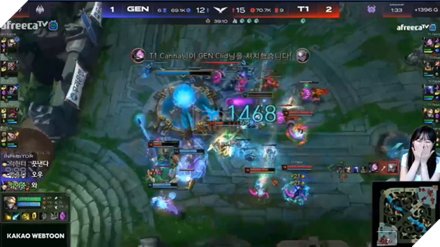 LMHT: Bạn gái tin đồn của sao trẻ T1 quẫy cực sung trên stream khi bạn trai giành chiến thắng trước Gen.G 2