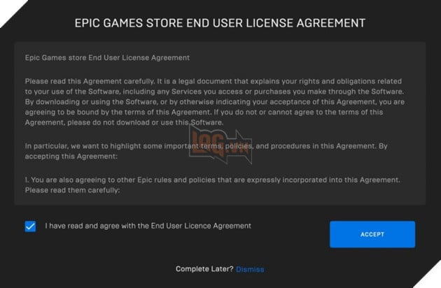 Thỏa thuận người dùng cuối của Cửa hàng Epic Games