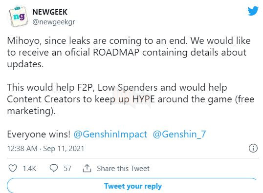 Cộng đồng Genshin Impact muốn Mihoyo có thể cập nhật lộ trình phát triển game trong tương lai sau cuộc săn lùng Leaker 2