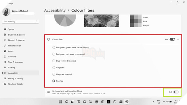 Color Filter trong Windows 11 sẽ giúp người dùng bị suy giảm thị lực màu 6