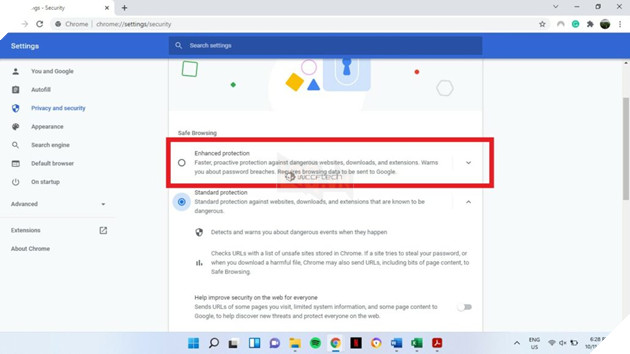 Cách bật Safe Browsing nâng cao trong Google Chrome 5