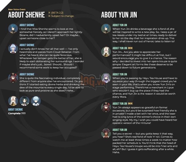 Genshin Impact: Tổng hợp các nhận xét của các nhân vật Liyue cho Shenhe và Yun Jin sắp ra mắt 5